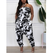 LW Off The Shoulder Mixed Print Jumpsuit