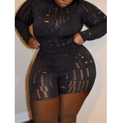 LW SXY Plus Size Pierced Stretchy Shorts Set