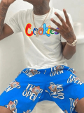 LW Men Cookies Letter Print Shorts Set