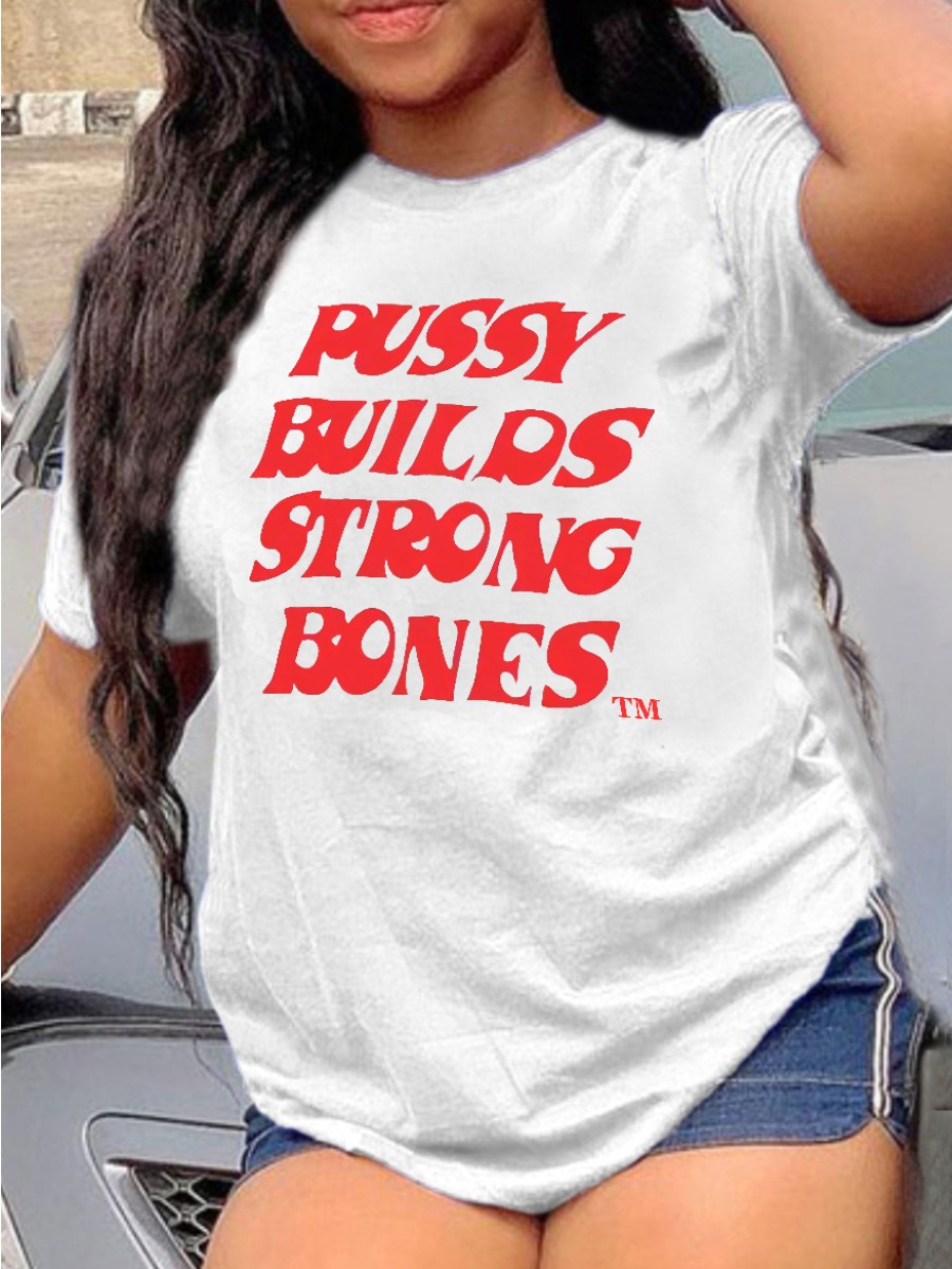 LW BASICS Strong Bones Letter Print T-shirt