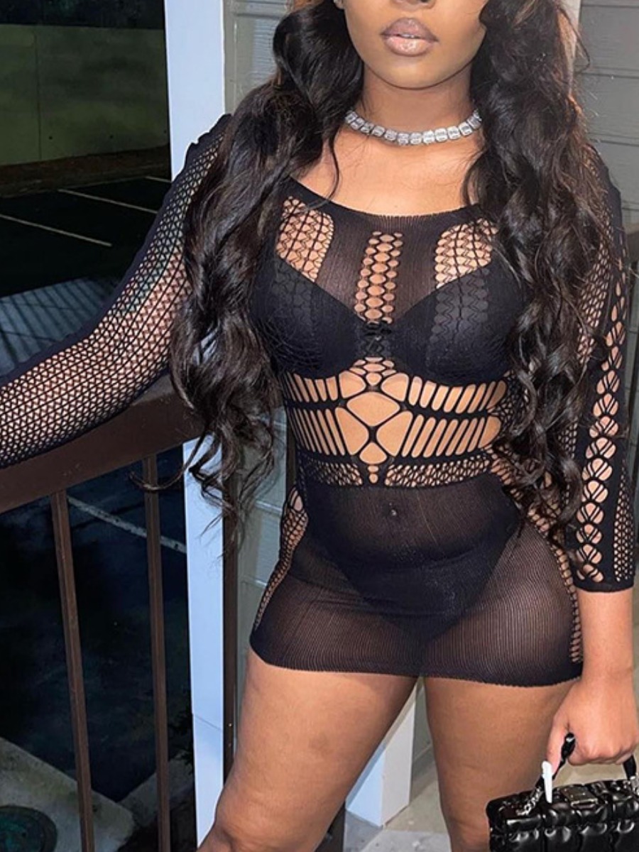 LW SXY See-through Lace Stretchy Dress