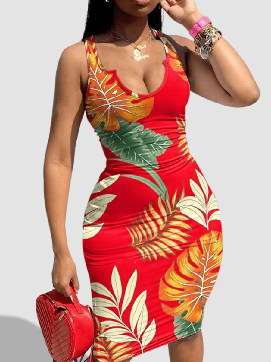 LW Floral Print Bodycon Cami Dress