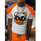 LW Men Cartoon Letter Print Shorts Set