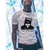 LW Men Crown Figure Letter Print T-shirt