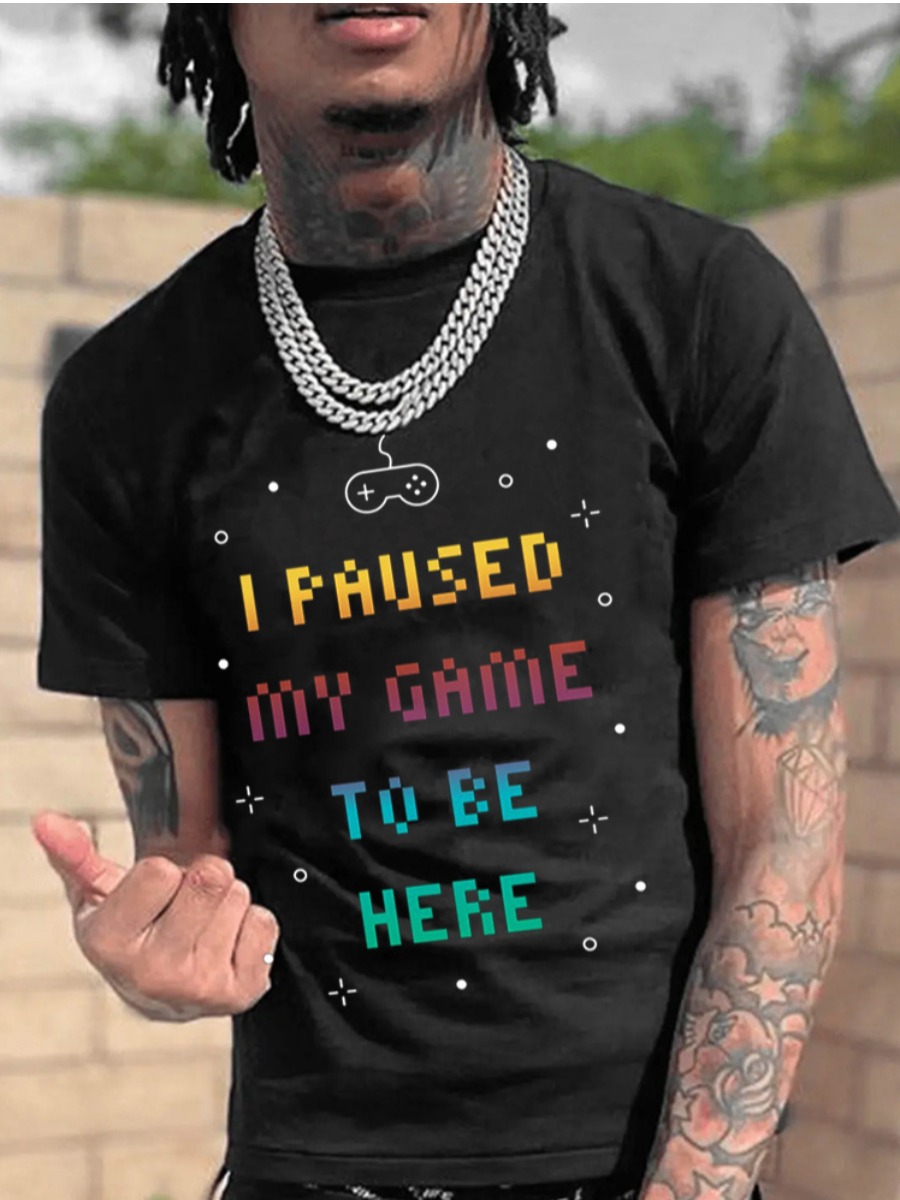 LW Men Gradient Letter Print T-shirt