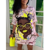 LW Plus Size Graffiti Figure Print Dress