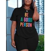 LW Be A Good Person Letter Print Shorts Set