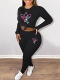 LW Plus Size Gradient Geometric Print Pocket Design Pants Set