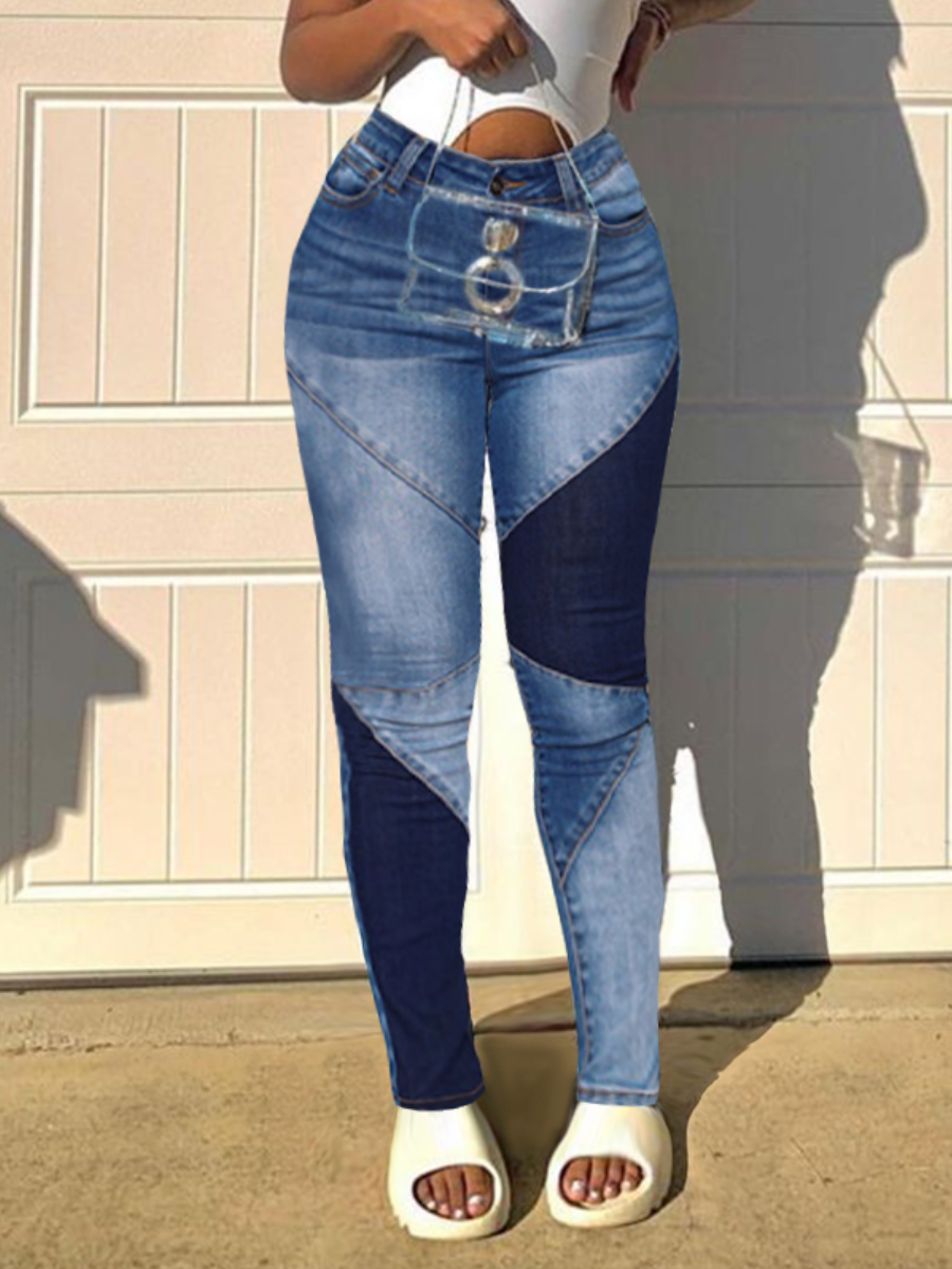 LW Mid Waist Patchwork Medium Stretchy Jeans