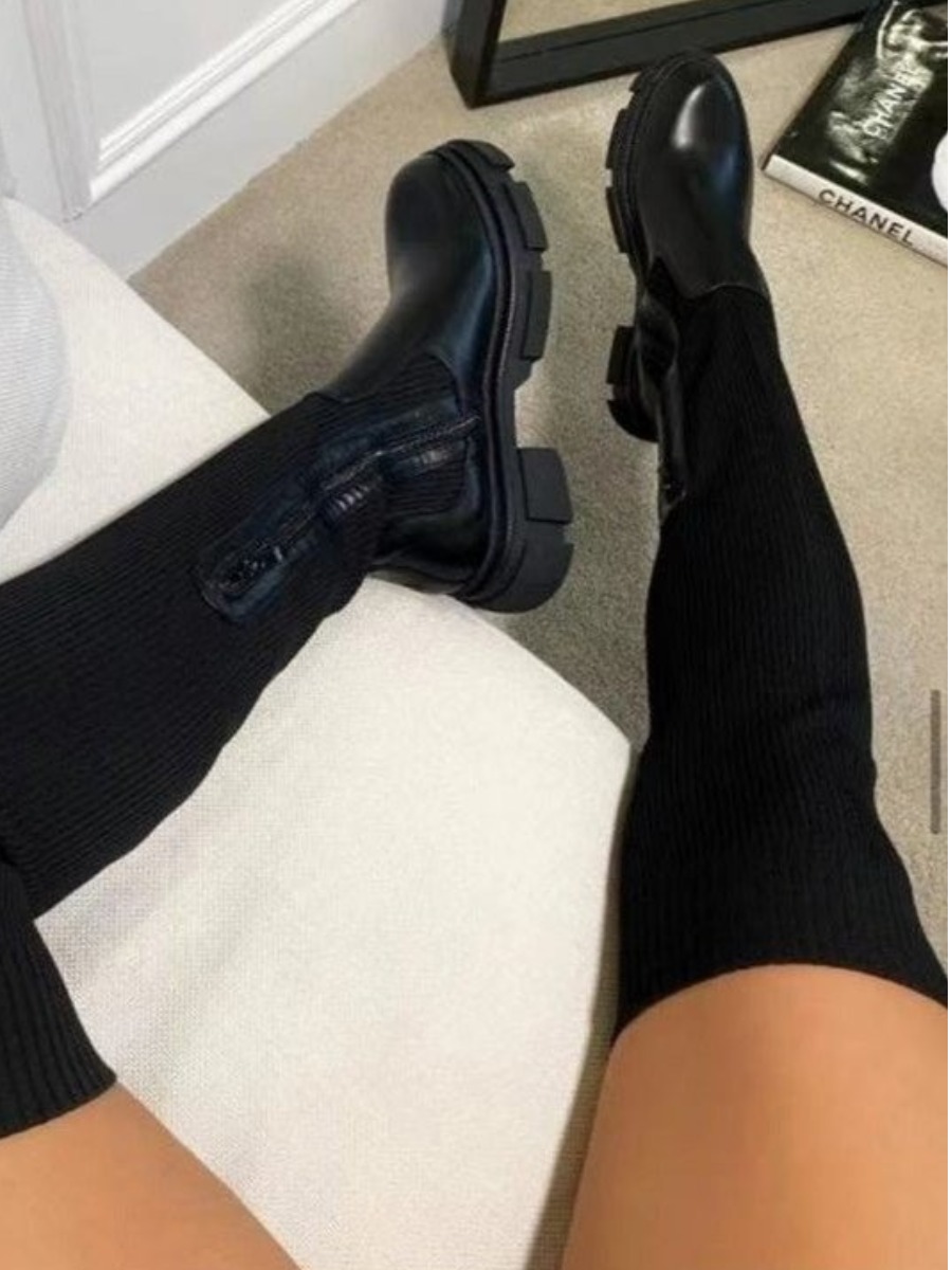 LW Zipper Design Thigh High Boots