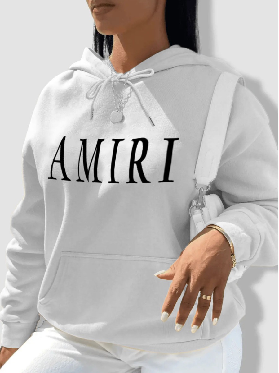 LW Plus Size Letter Print Kangaroo Pocket Hoodie