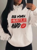 LW Plus Size Hustle Hard Lip Print Hoodie