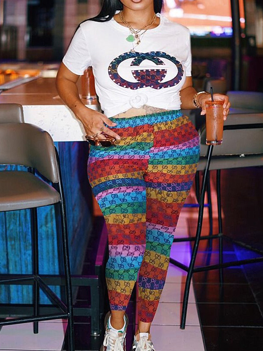 LW Plus Size Gradient Geometric Print Pants Set