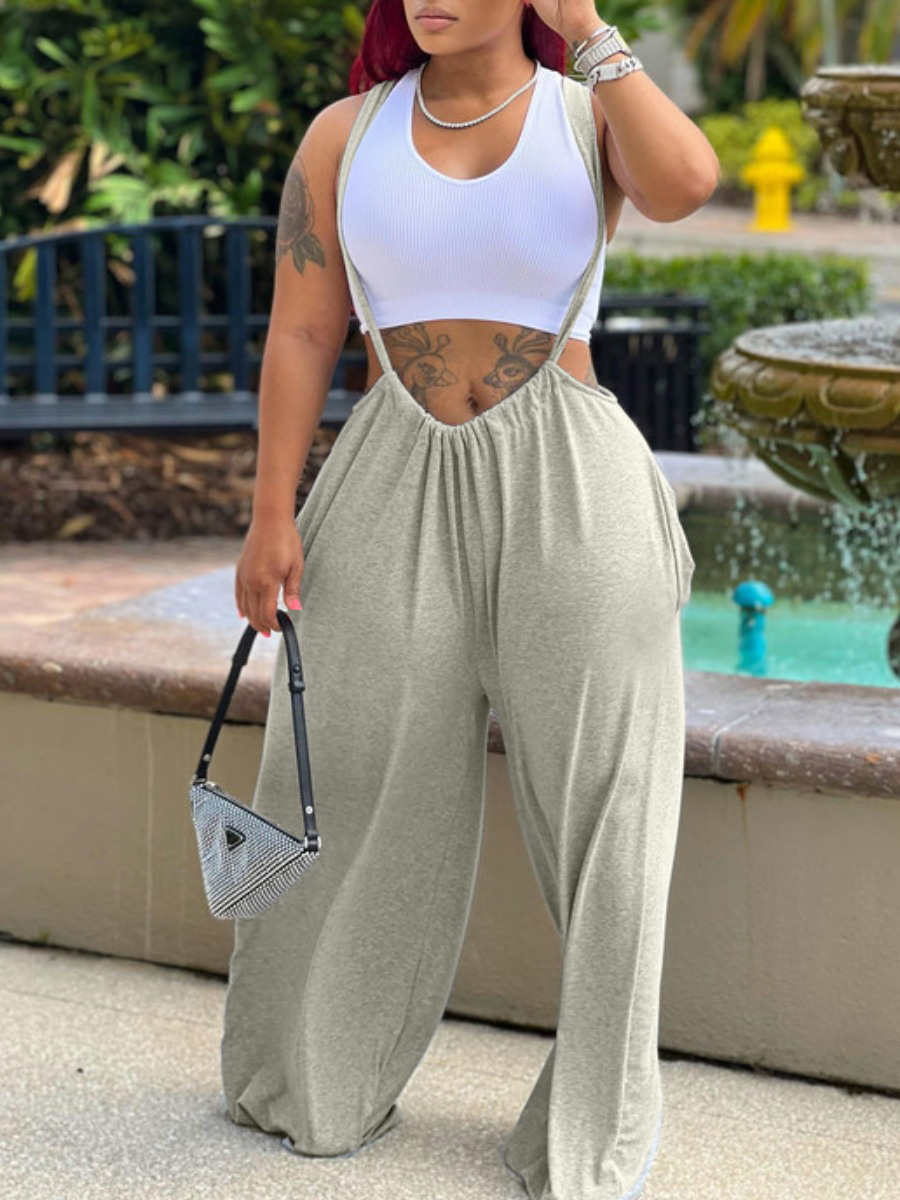 LW BASICS Wide Leg Looose Overall Pants