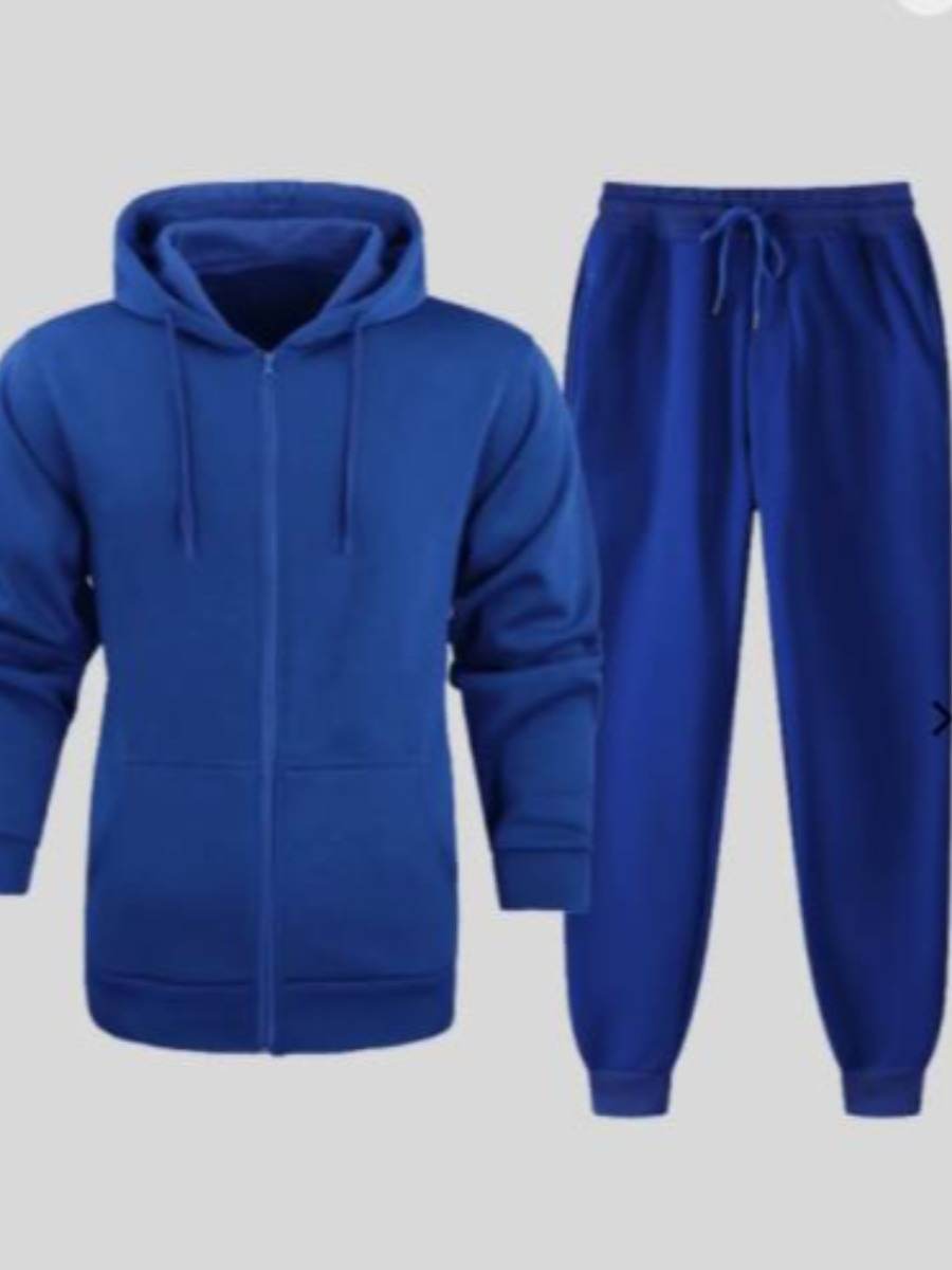 LW BASICS Men Kangaroo Pocket Drawstring Tracksuit