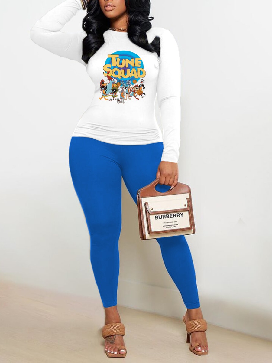 LW Plus Size Cartoon Letter Print Pants Set