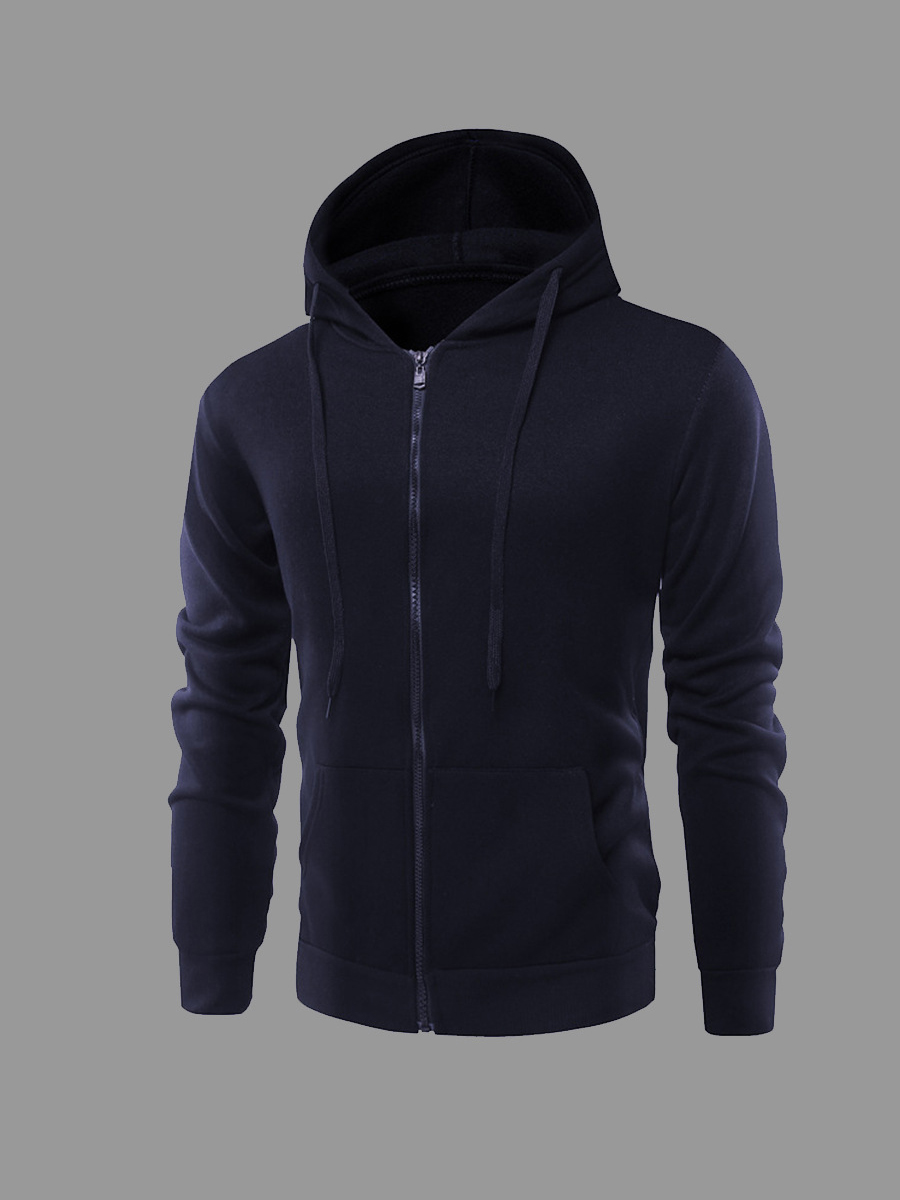 LW BASICS Men Hooded Collar Kangaroo Pocket Jacket