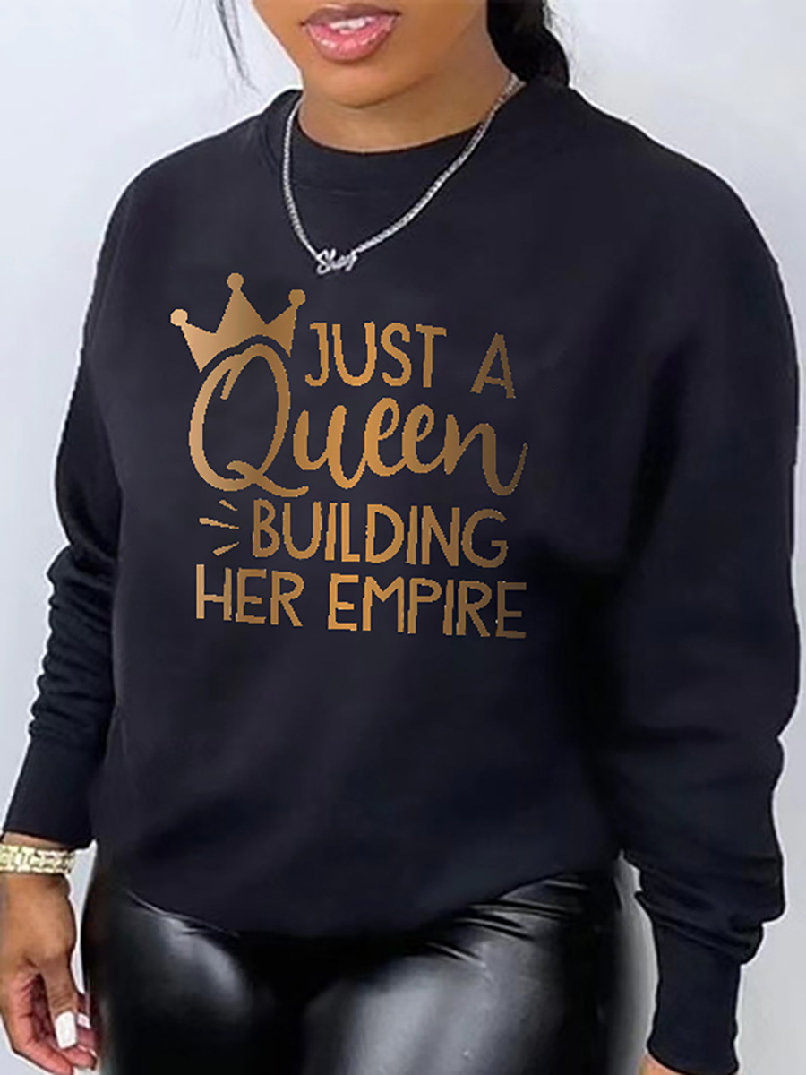 LW Plus Size Crown Queen Letter Print Sweatshirt