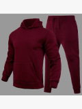 LW BASICS Men Hooded Collar Kangaroo Pocket Tracksuit Set