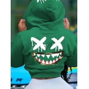 LW Plus Size Cartoon Print Kangaroo Pocket Hoodie