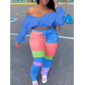 LW Plus Size Crop Top Drawstring Patchwork Stacked