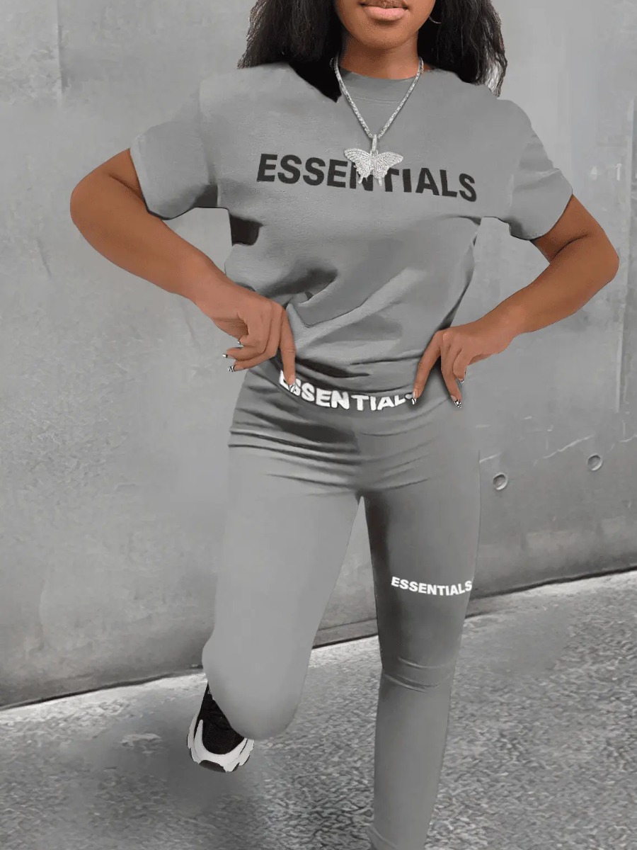 LW Essentials Letter Print Pants Set