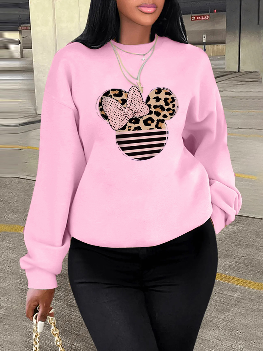LW Bow Tie Leopard Print Sweatshirt