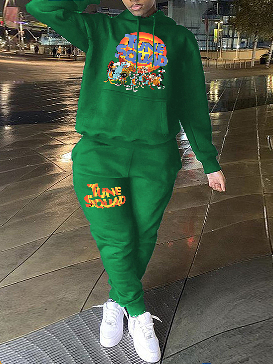 LW Letter Print Pocket Design Tracksuit Set
