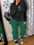 LW Plus Size Fleece Letter Print Drawstring Pants Set
