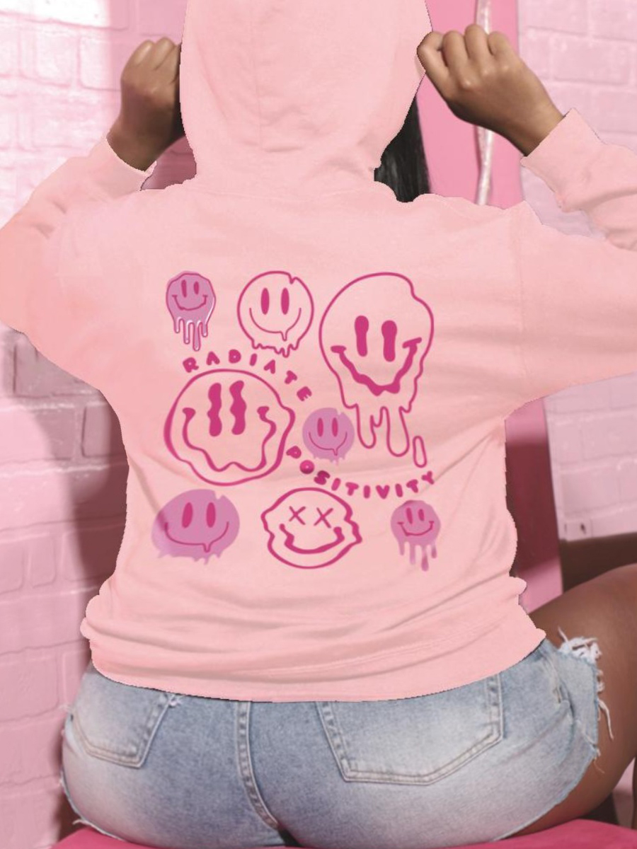 LW Cartoon Letter Print Hoodie