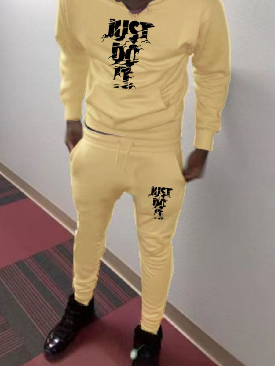 LW Men Just Do It Letter Print Tracksuit Set