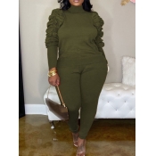 LW Plus Size Turtleneck Ruched Pants Set