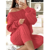 LW Plus Size Dropped Shoulder Knit Pants Set