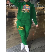 LW Letter Print Pocket Design Tracksuit Set