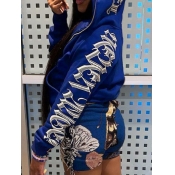 LW Hooded Collar Letter Print Jacket