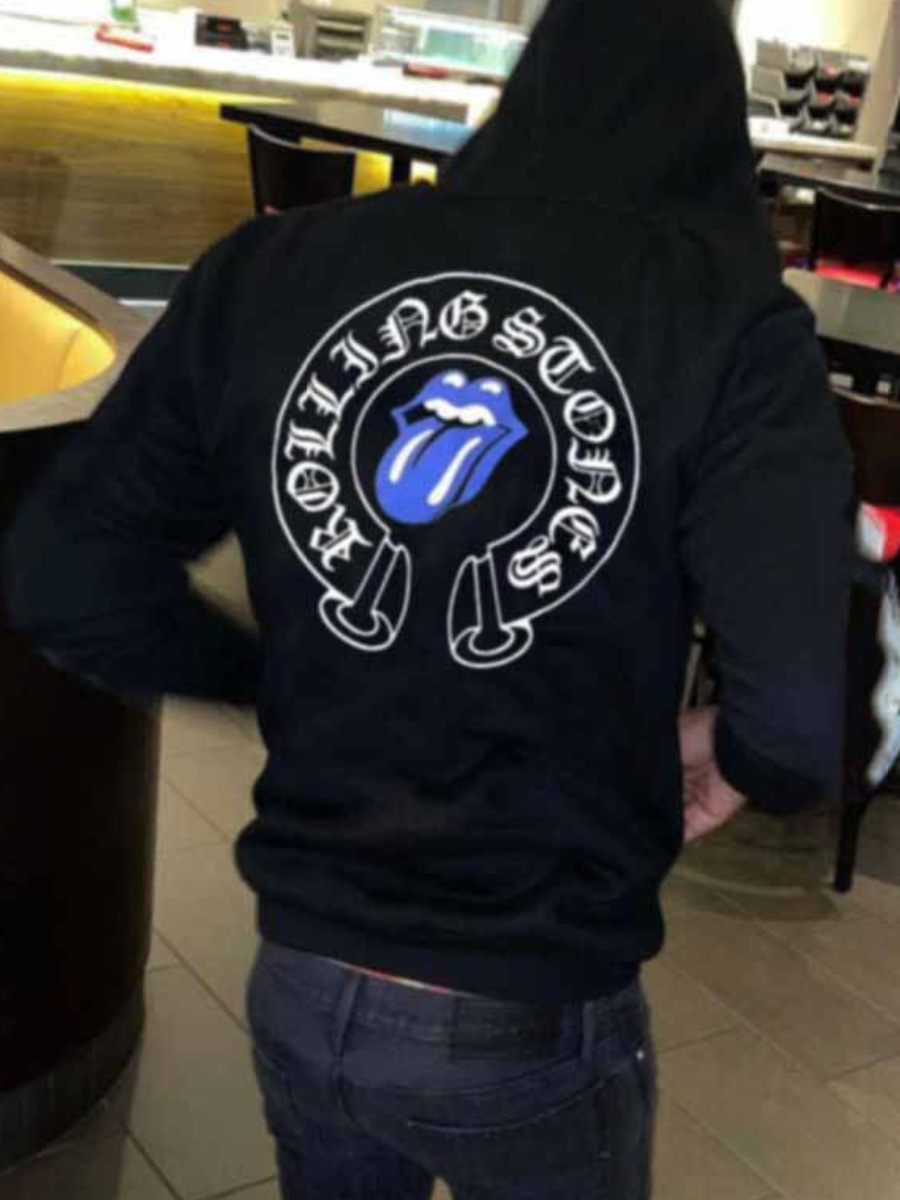 LW Men Cartoon Letter Print Kangaroo Pocket Hoodie