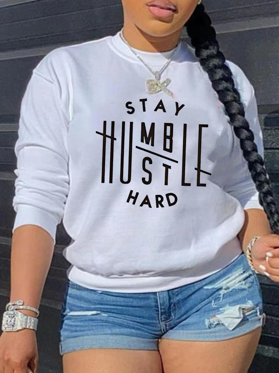 LW Plus Size Stay Humble Letter Print Sweatshirt