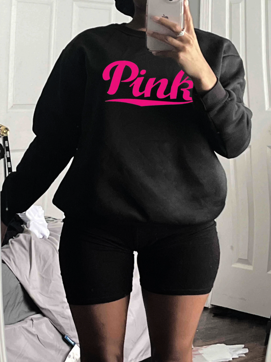 LW Plus Size Pink Letter Print Sweatshirt