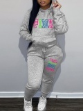 LW Plus Size Pink Letter Print Tracksuit Set