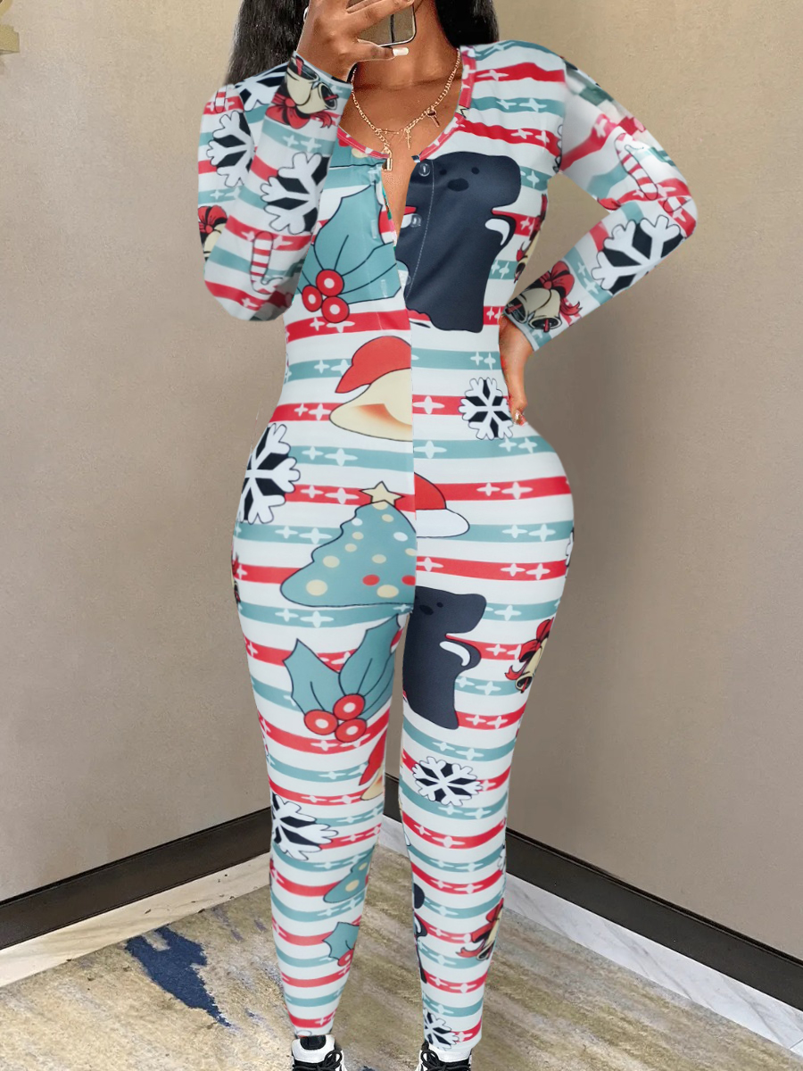 LW Christmas Day Striped Jumpsuit