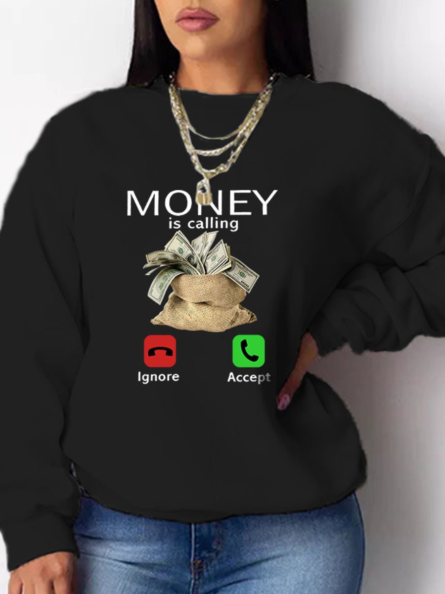 LW Money Letter Print Sweatshirt