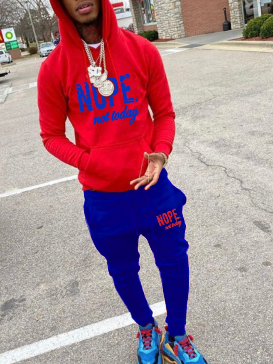 LW Men Nope Not Today Letter Print Tracksuit Set
