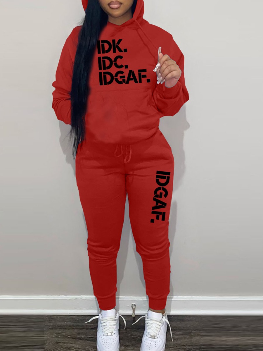 LW Letter Print Regular Fit Pants Set