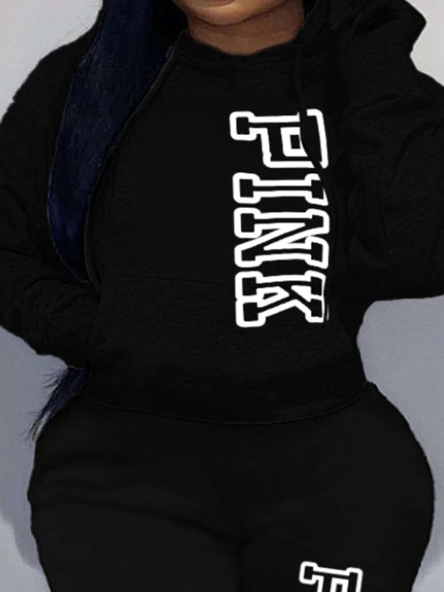 LW Pink Letter Print Hoodie