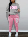 LW Pink Letter Print Tracksuit Set