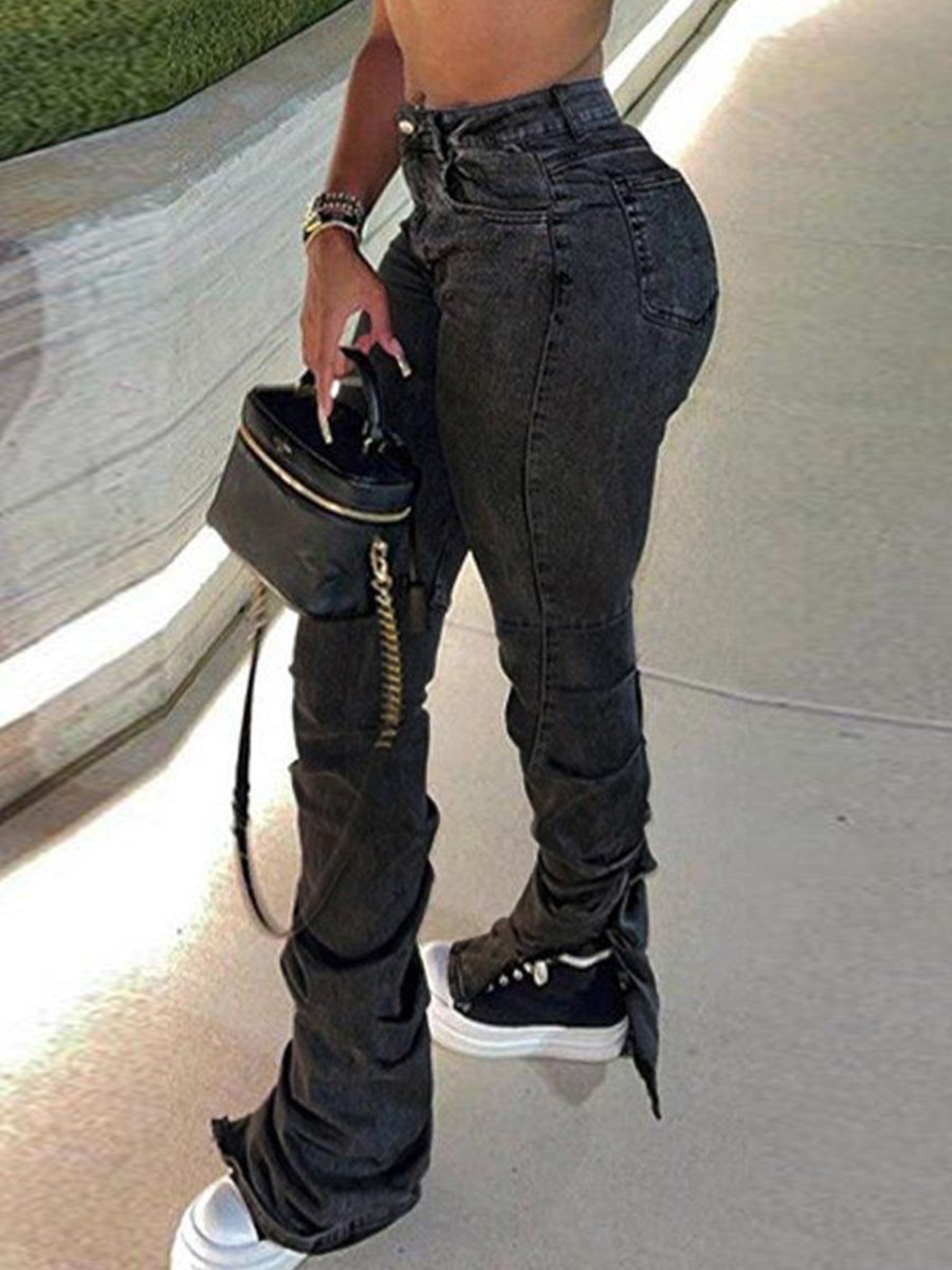 LW Mid Waist Split Jeans