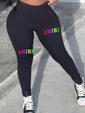 LW Mid Waist Letter Print Stretchy Pants