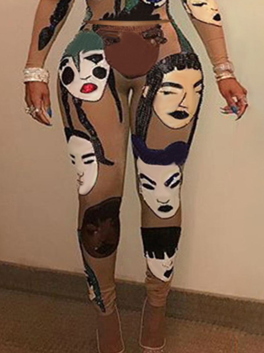 LW Plus Size Figure Print Skinny High Stretchy Leggings
