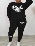 LW Plus Size Pink Letter Print Pants Set