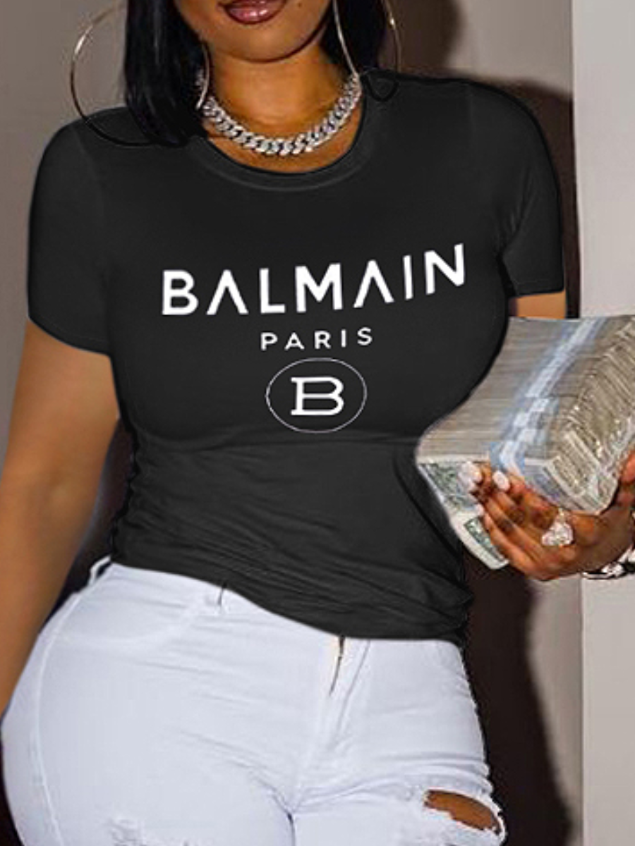 LW Plus Size Geometric Letter Print T-shirt
